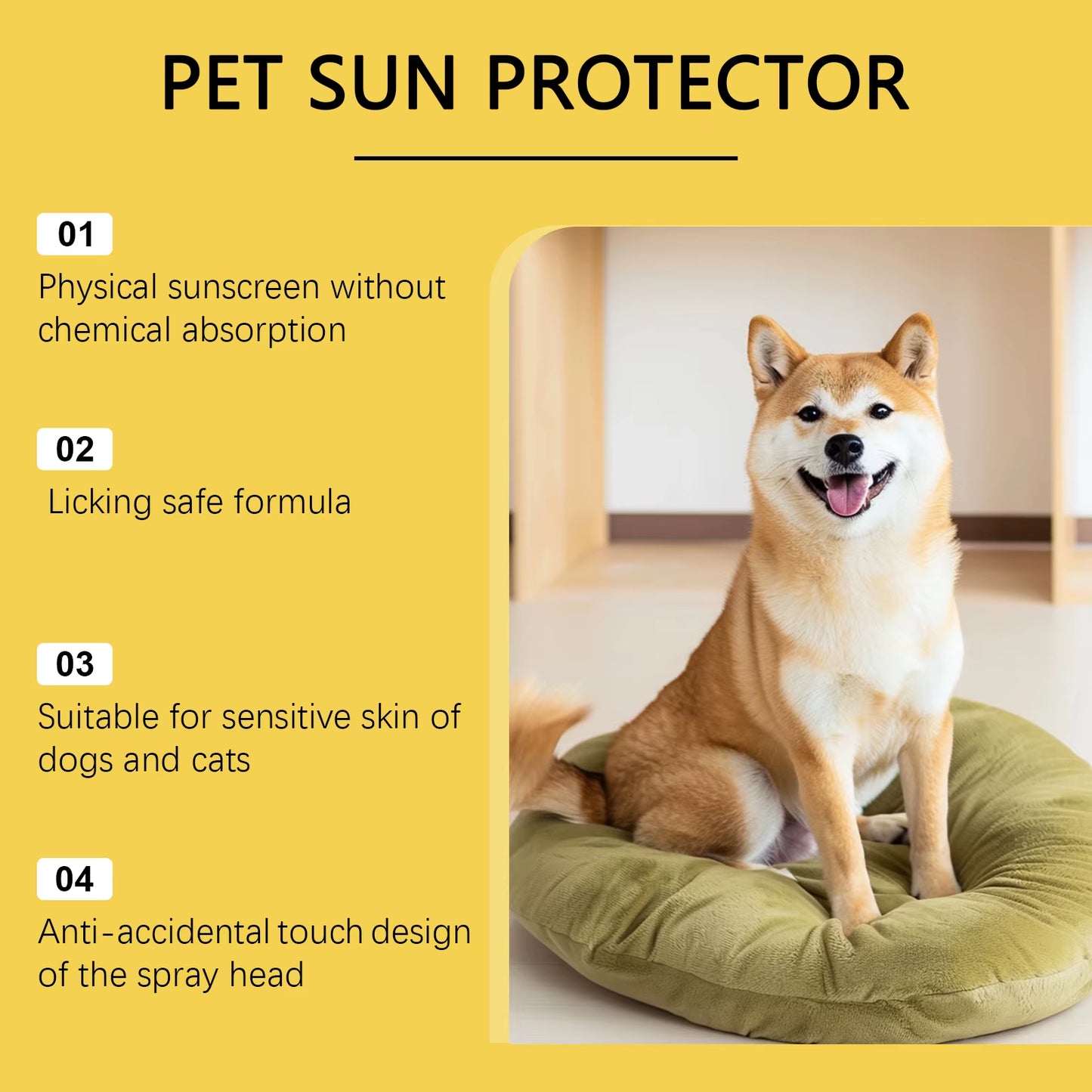 Pet Sun Protector Spray Dog UV Protection Moisturizing Zinc-Free Non-Greasy Easy Application Skin Care