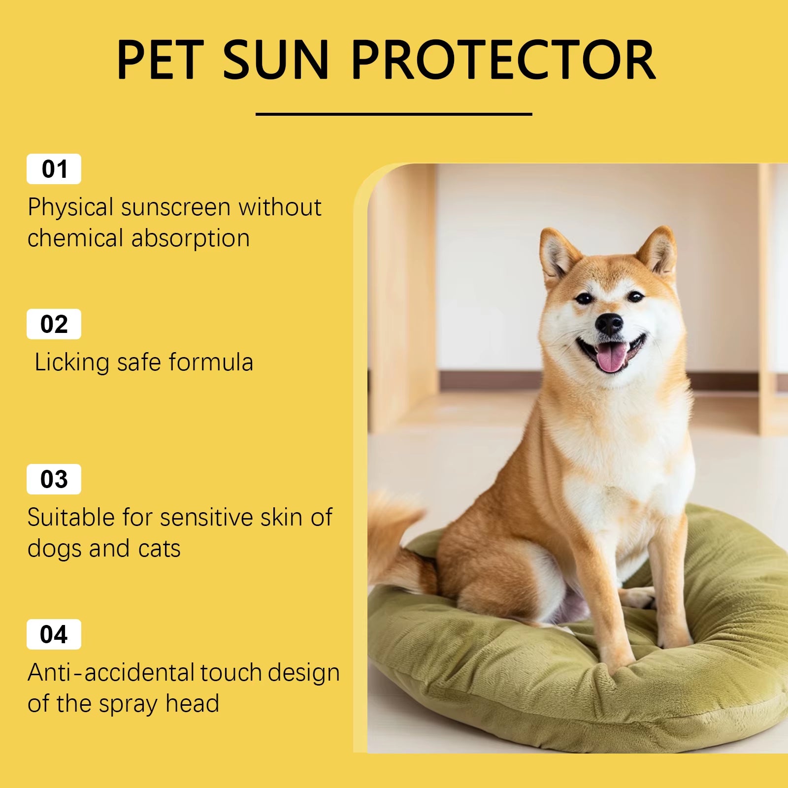 Pet Sun Protector Spray Dog UV Protection Moisturizing Zinc-Free Non-Greasy Easy Application Skin Care