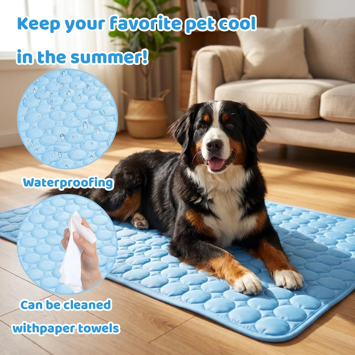 Cool Mat for Dogs, Dog Cooling Mat, Cooling Solution for Hot Summer Days, Ideal for Car Travel and Home Use, Size 70X55 Cm